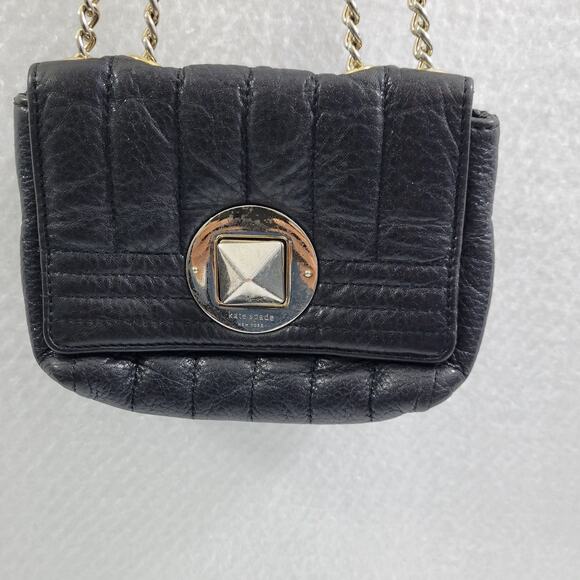 Kate Spade Small Black Pebble Leather Cross Body Purse Chain Strap 122423-0584 - Picture 2 of 8